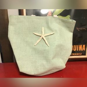 Light Seafoam Green Tote Bag with Seashell Accent